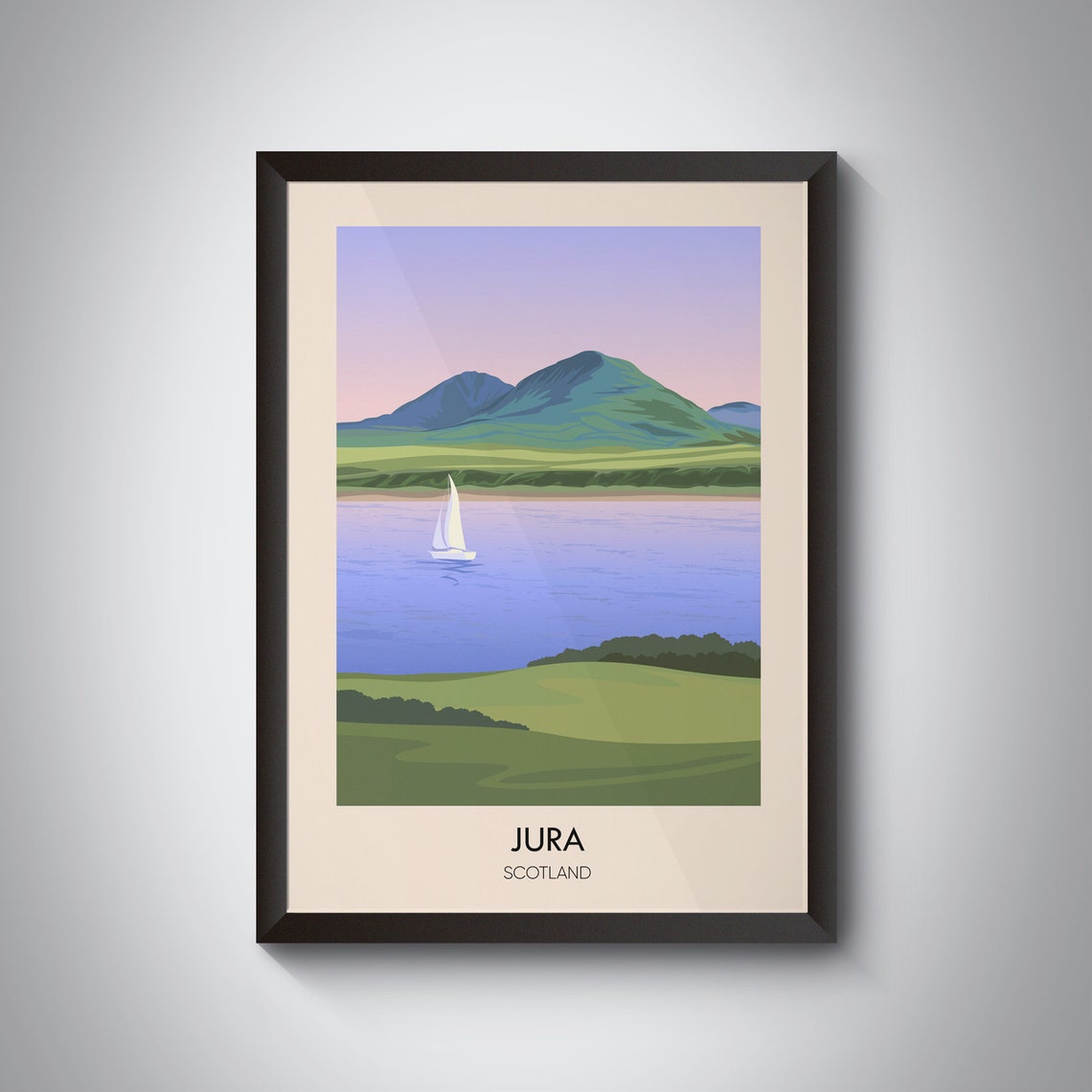 Jura Poster Scotland Inner Hebrides Islay Craighouse Scottish Island Vintage Travel Print Scottish Munros Paps Of Jura Hiking Art