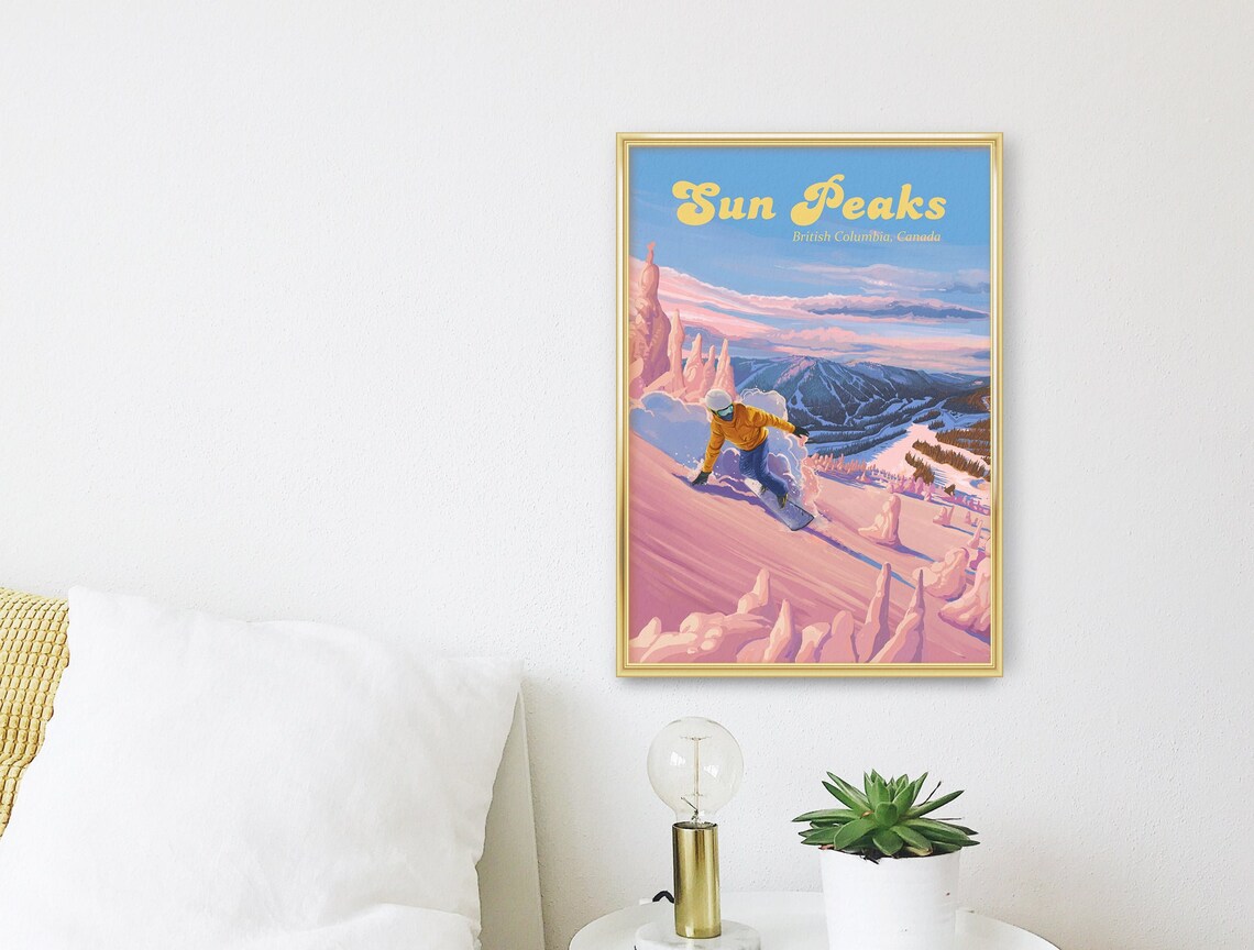 Sun Peaks British Columbia Canada Powder Snowboard Resort Poster - Image 3