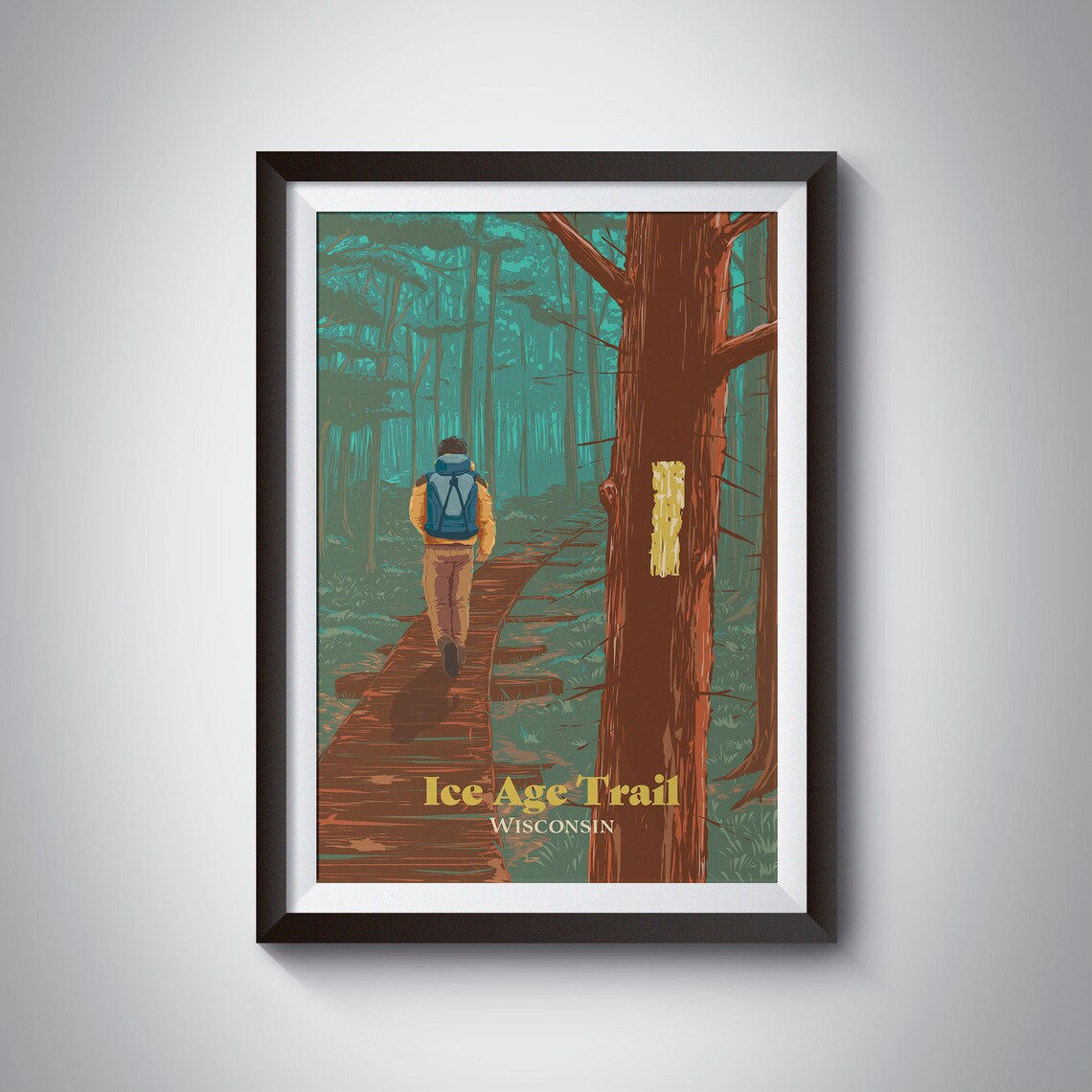 Ice Age Trail Wisconsin Travel Poster, Hiking Adventure