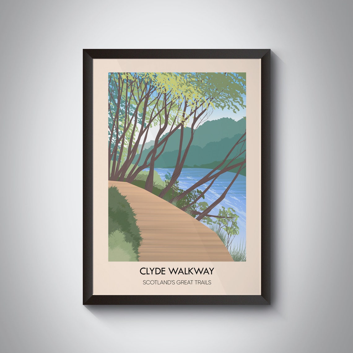 Clyde Walkway Scotland River Boardwalk Trees Trail Nature Poster