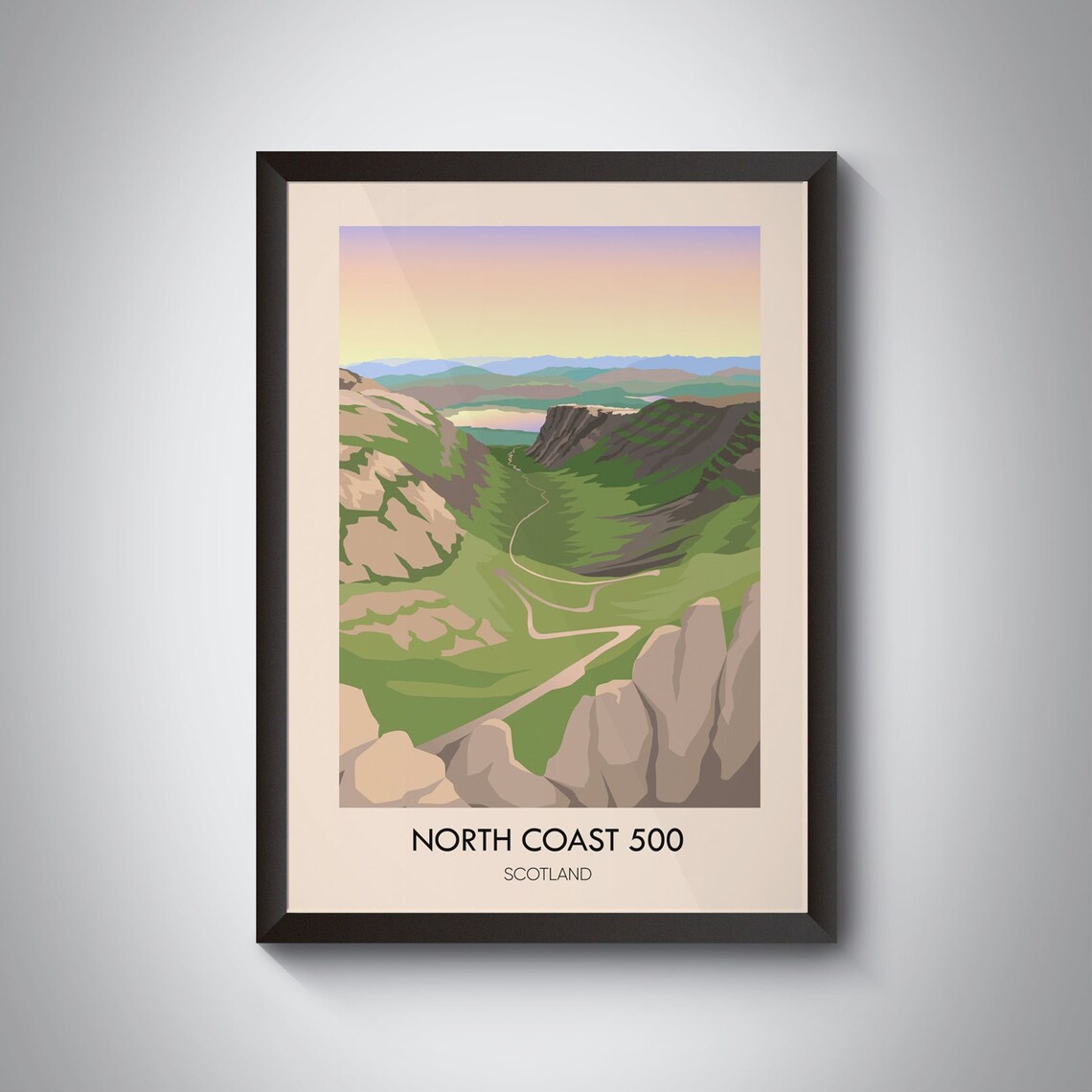 North Coast 500 Scotland Travel Poster, Scottish Highlands