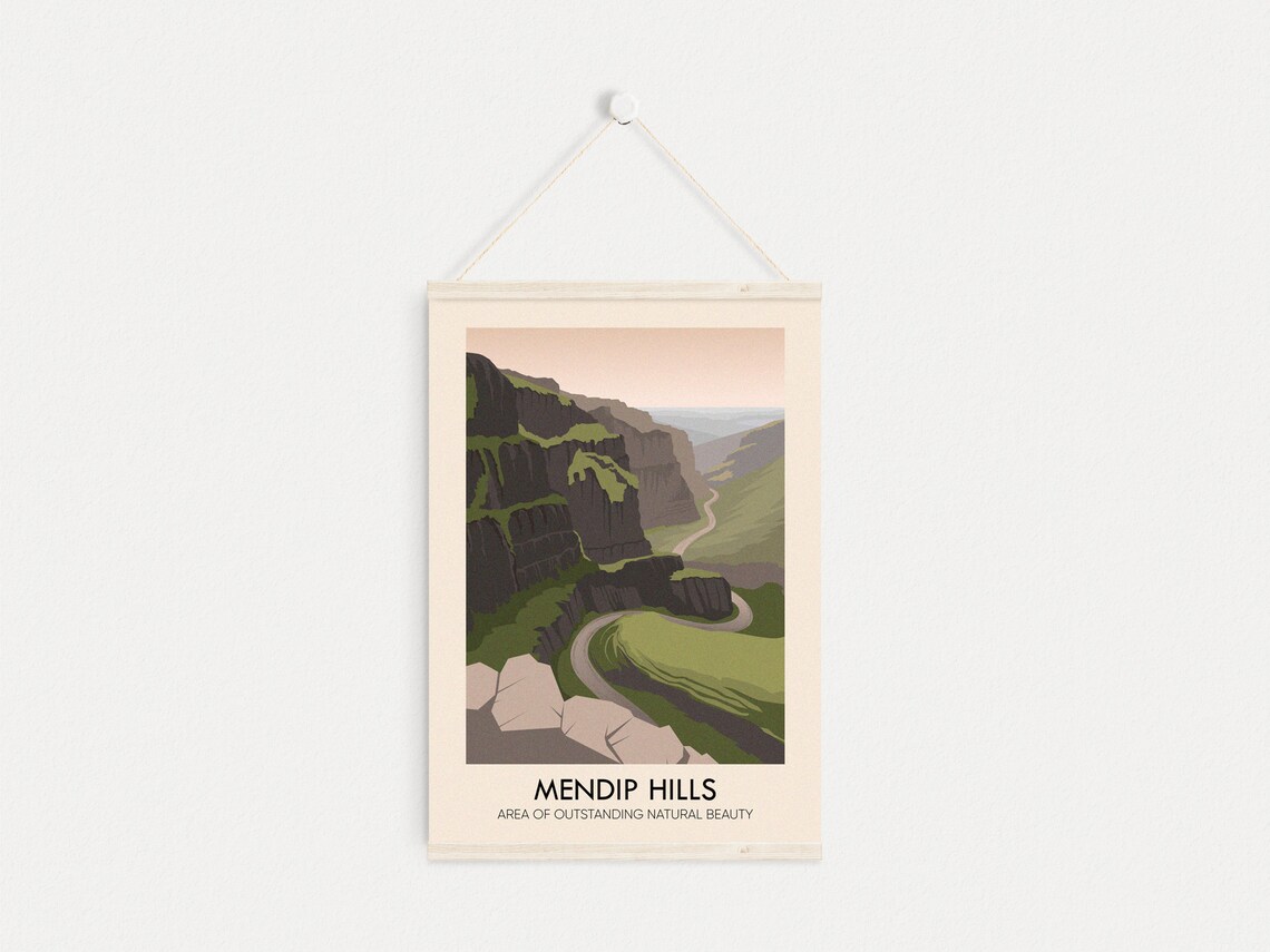 Mendip Hills AONB Vintage Travel Poster, Somerset - Image 4