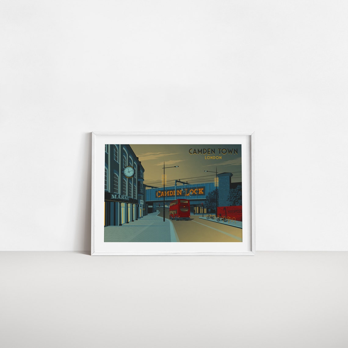 Camden Town London Travel Poster Camden Lock Bridge Camden Market Travel Print Camden Wall Art Chalk Farm Primrose Hill Illustration - Image 2