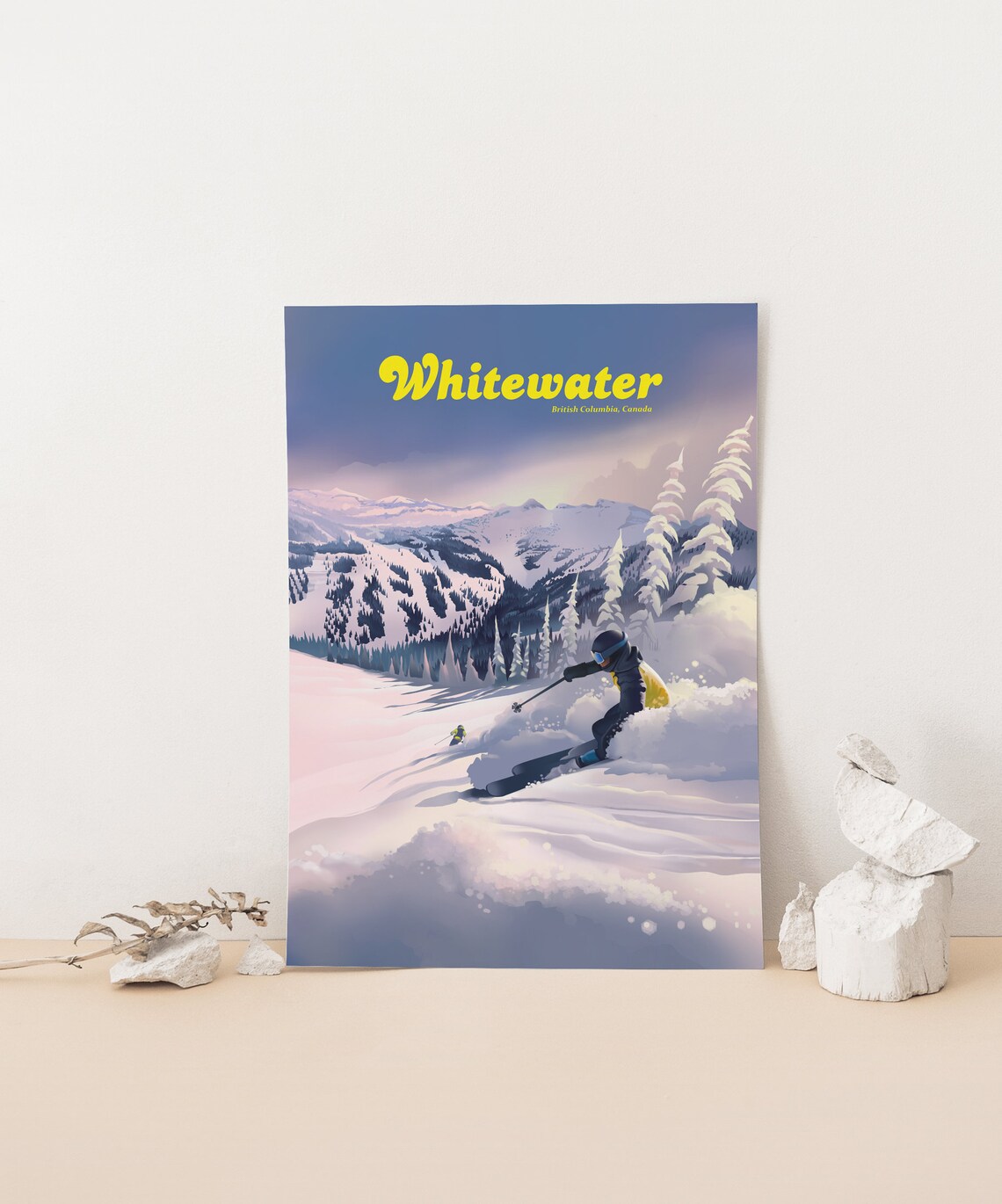Whitewater British Columbia Canada Powder Skiing Vintage Ski Resort Poster - Image 2