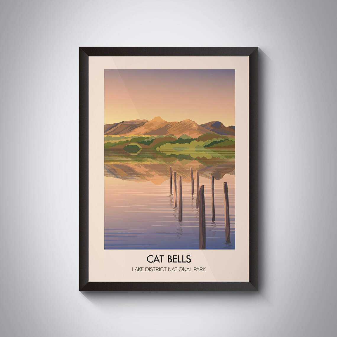 Cat Bells Lake District Vintage Travel Poster Print