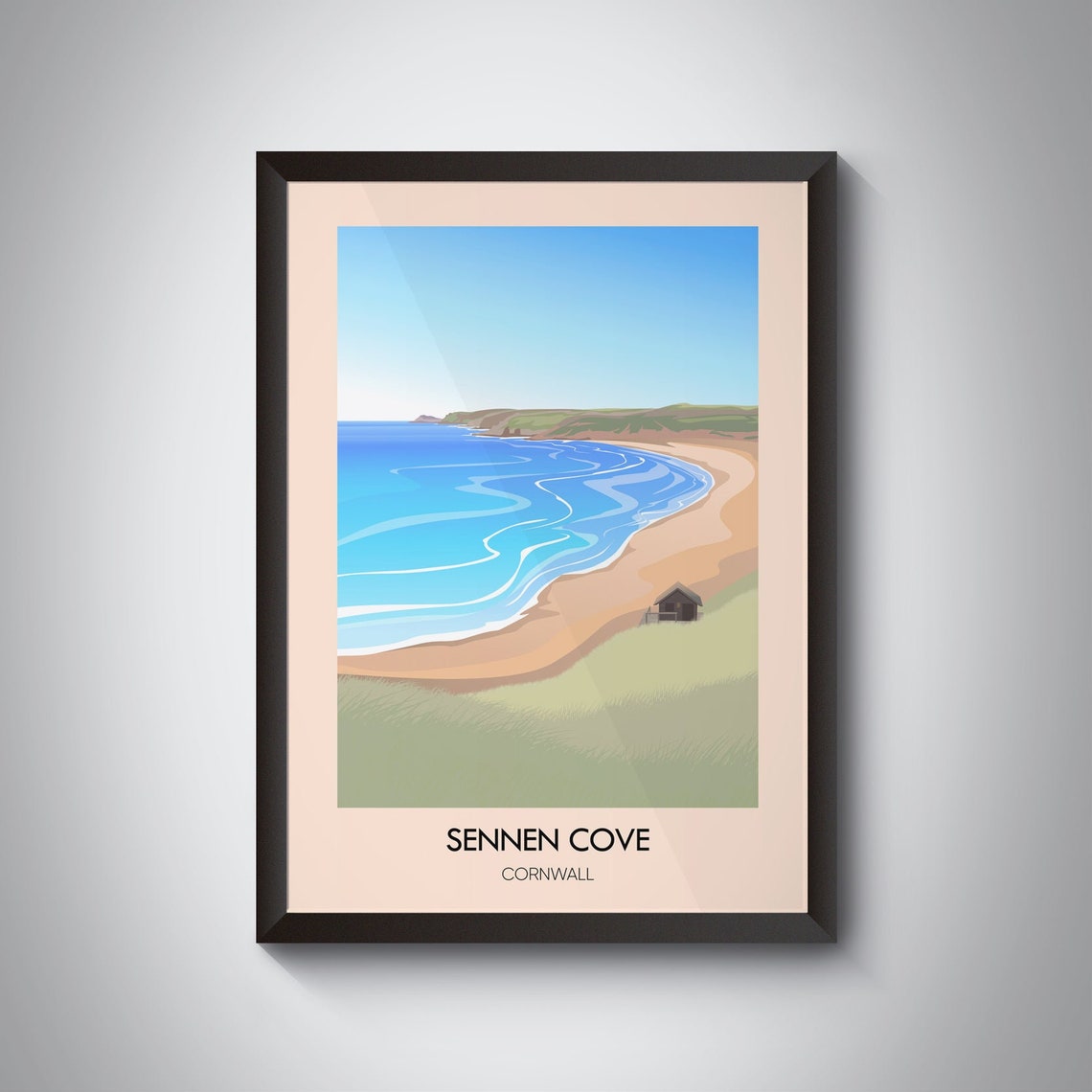 Sennen Cove Cornwall Golden Sandy Beach Rolling Waves Poster