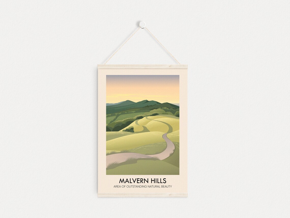 Malvern Hills Travel Poster, Worcestershire Landscape - Image 4