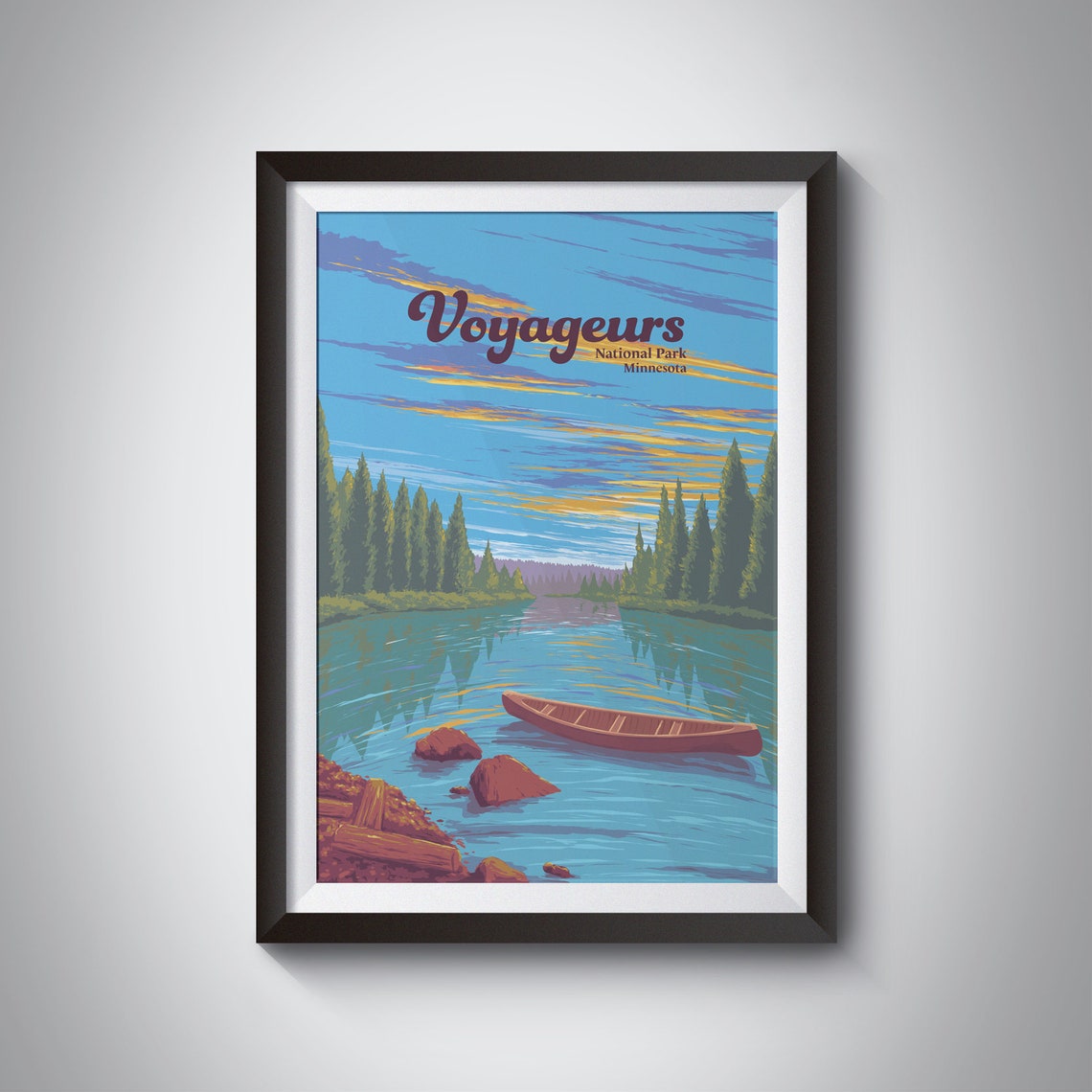 Voyageurs National Park Poster Minnesota Usa Travel Print Wpa Poster Vintage Wall Art Wilderness Canoeing Nature Wildlife Retro Art