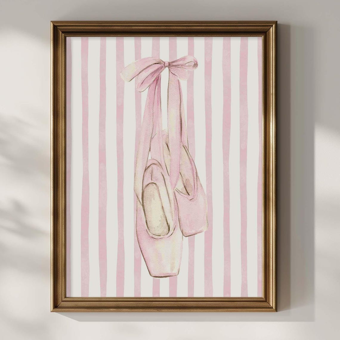Pink Ballet Pointe Shoes Dance Art Ballerina Stripes Wall Decor Poster