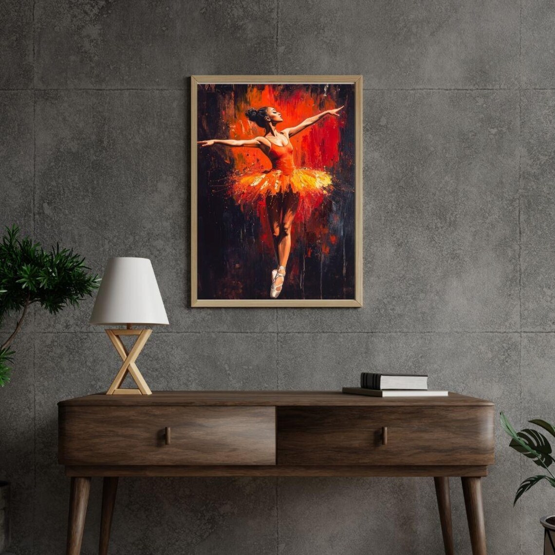 Fiery Ballerina In Red Tutu Passionate Dance Performance Ballet Art Poster - Image 2