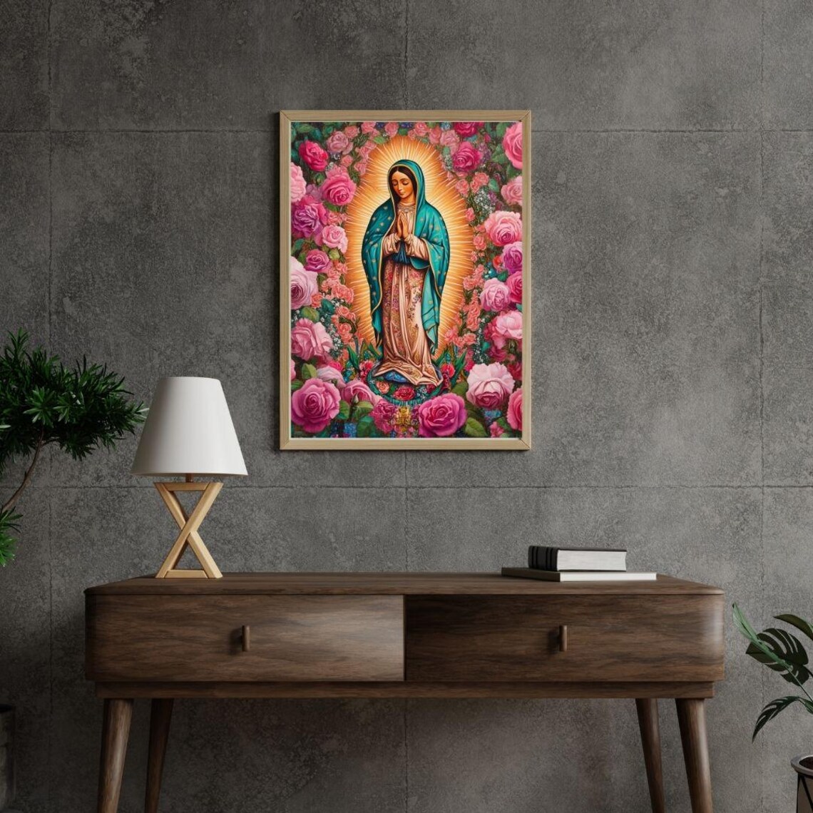 Our Lady Of Guadalupe Vibrant Religious Icon Roses Catholic Wall Art Poster - Image 2