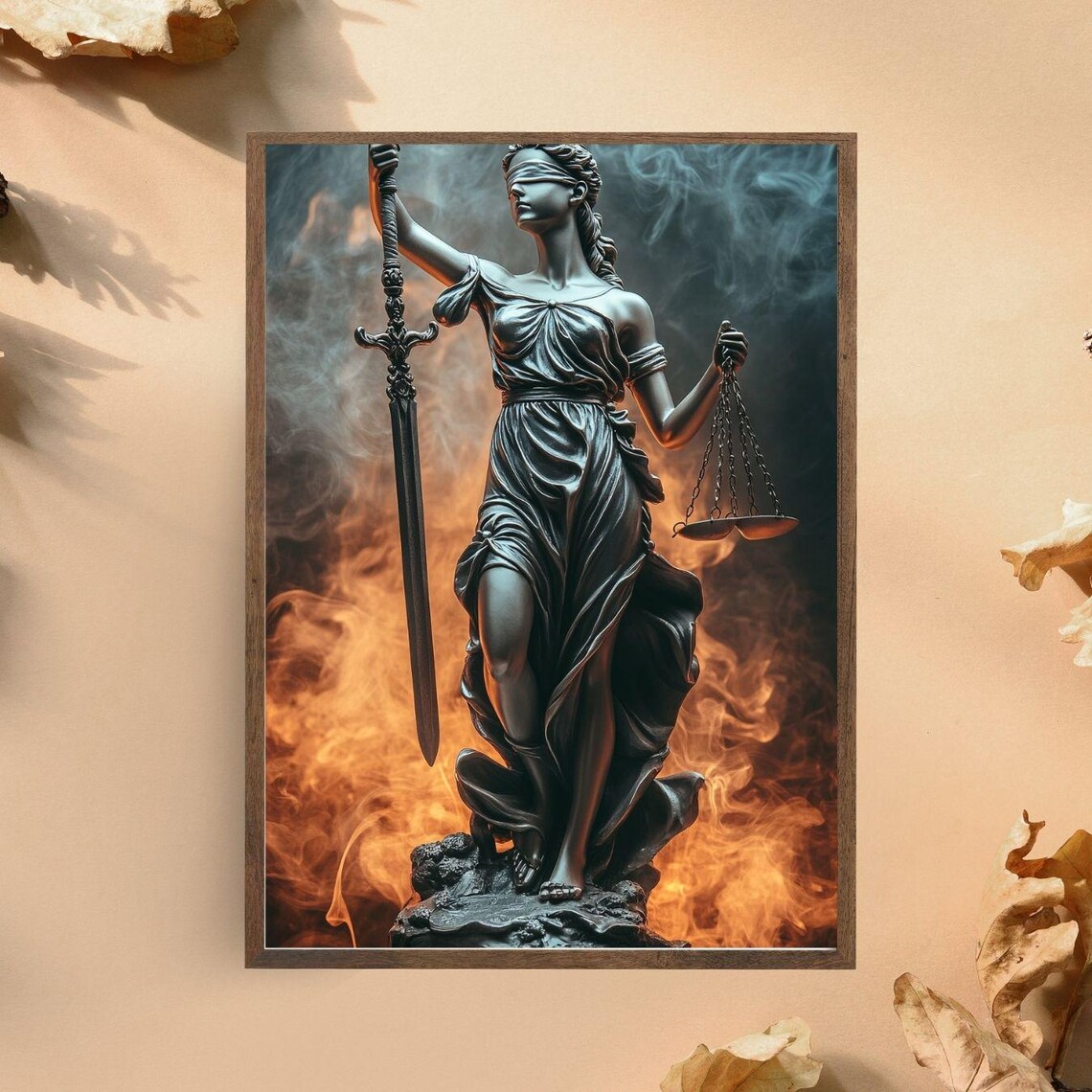 Lady Justice Art Print Scales Of Justice Wall Decor Legal Office Decor Blind Justice Poster Symbol Of Law Statue Artwork For Lawyers