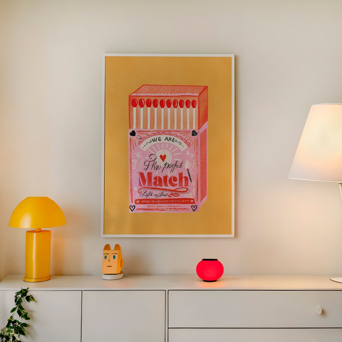 Perfect Match Matchbox Retro Print, Valentine Decor - Image 4