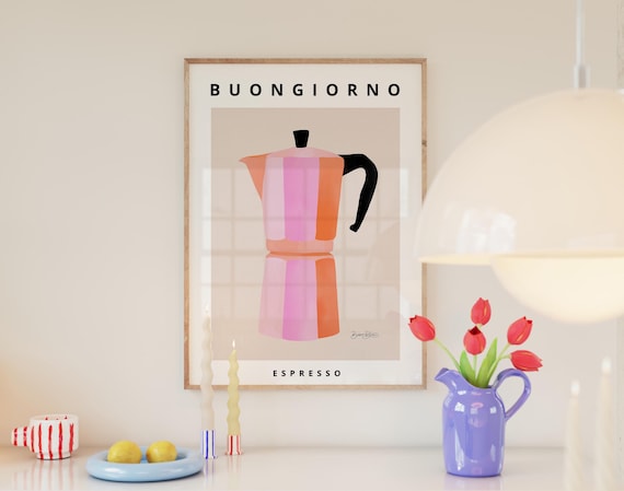 Modern Coffee Poster Print, Eclectic Kitchen Wall Art