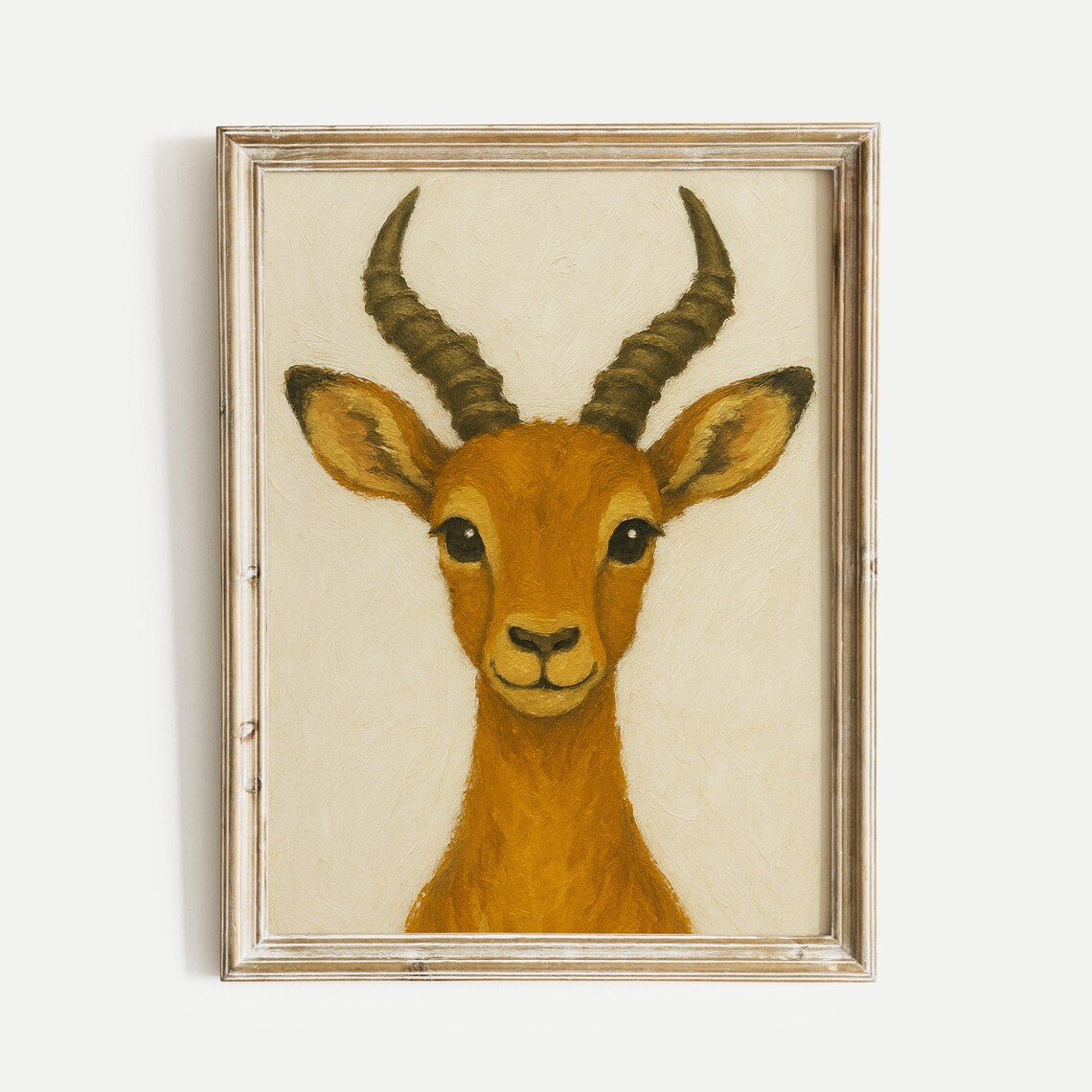 Cute Baby Antelope Nursery Oil Painting Style Portrait Poster