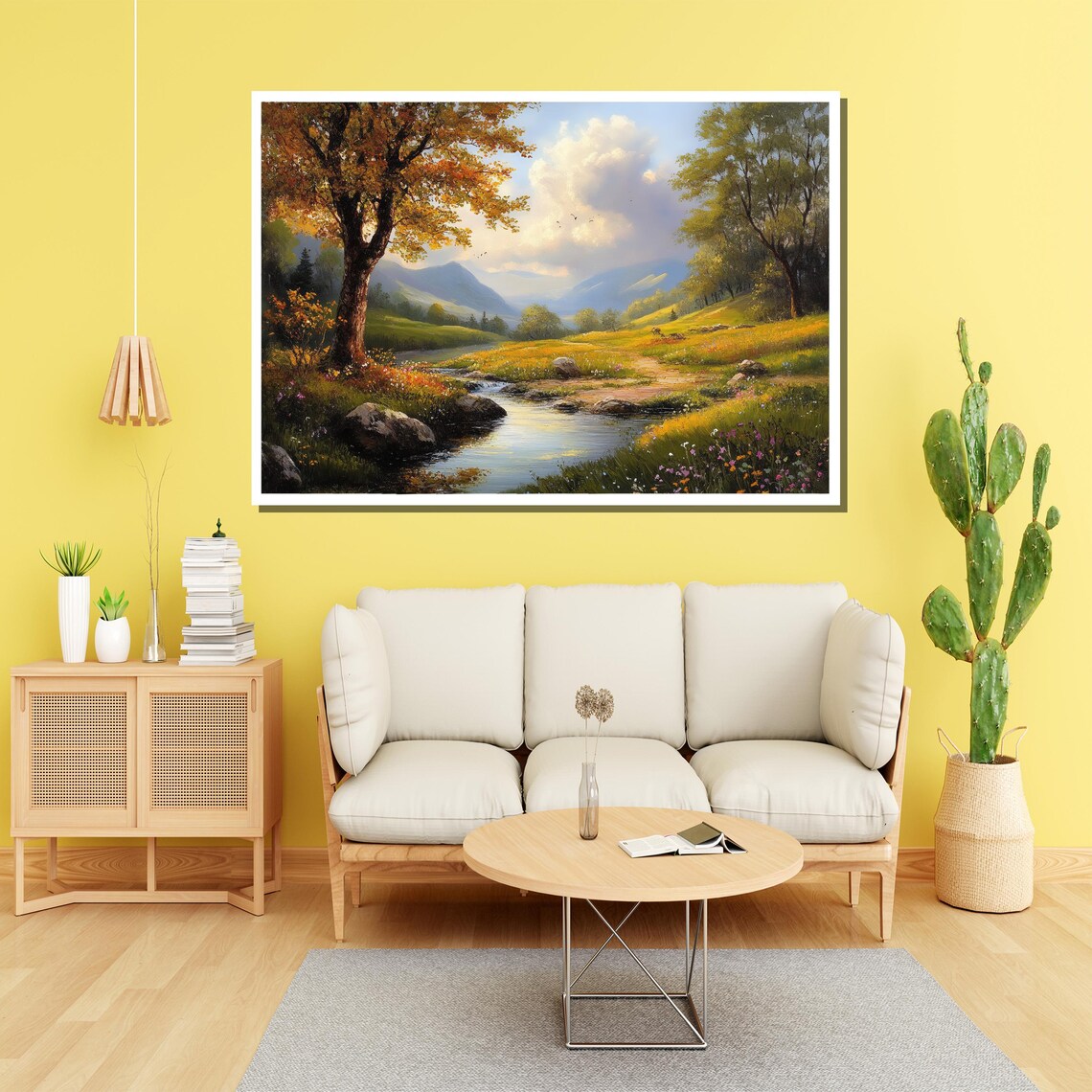 Mountain Stream Landscape, Serene Rustic Nature Print - Image 2