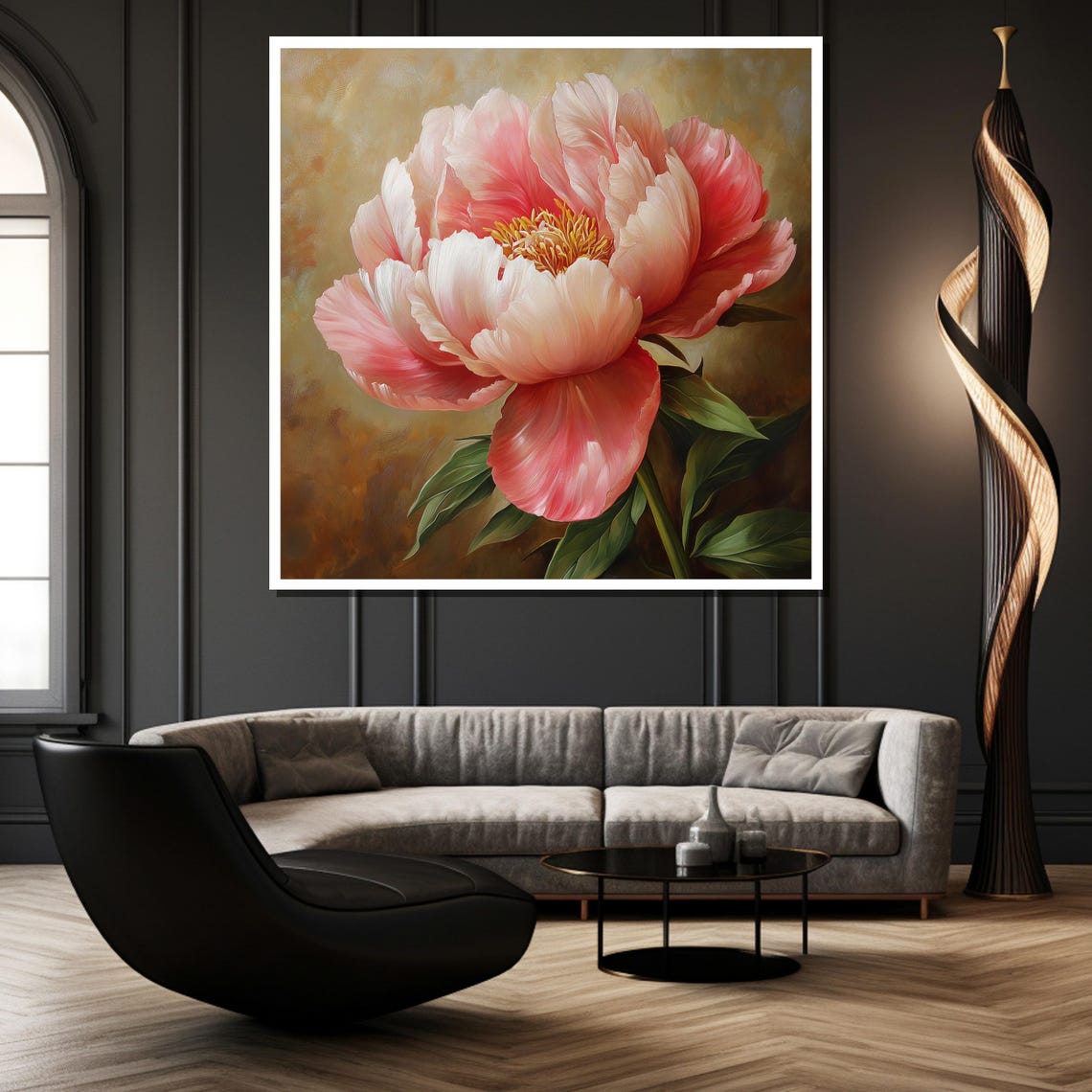 Blush Pink Peony Bloom in Soft Romantic Painterly Floral Art Poster - Image 2
