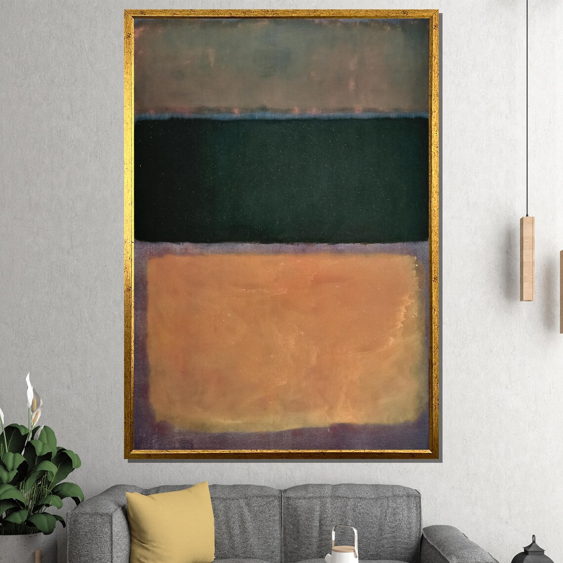 Ochre and Forest Green Soft Color Block Modern Painting Poster