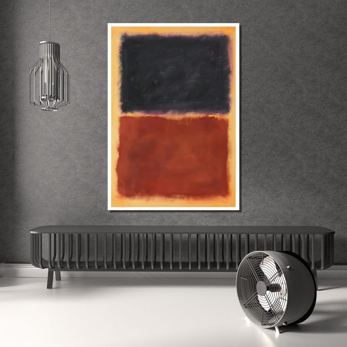 Dark Navy Blue and Rust Orange Minimalist Color Block Poster - Image 4
