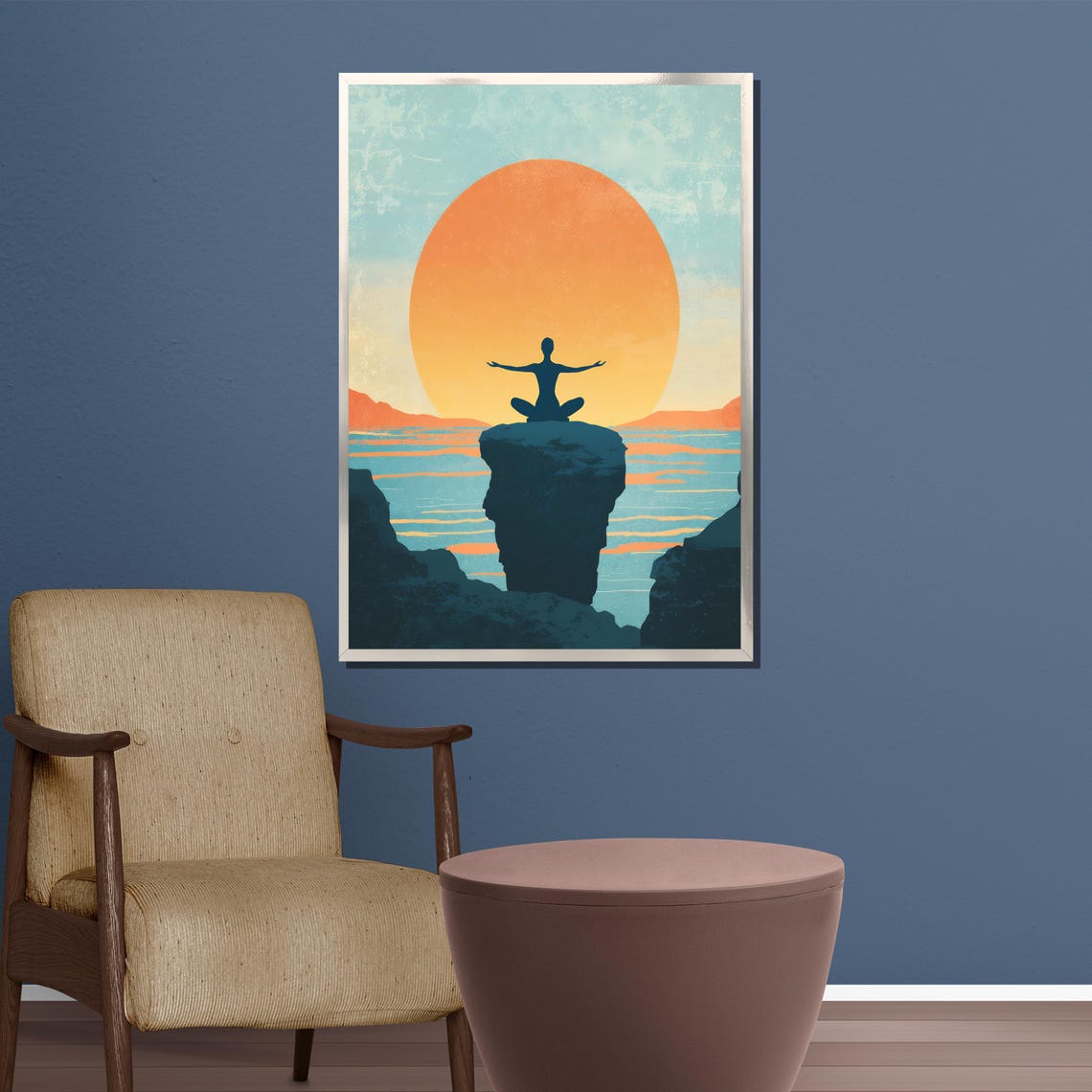 Sunset Yoga Meditation Painting Vibrant Wall Art And Relaxing Gift For Wellness Home And Yoga Room Decor - Image 3