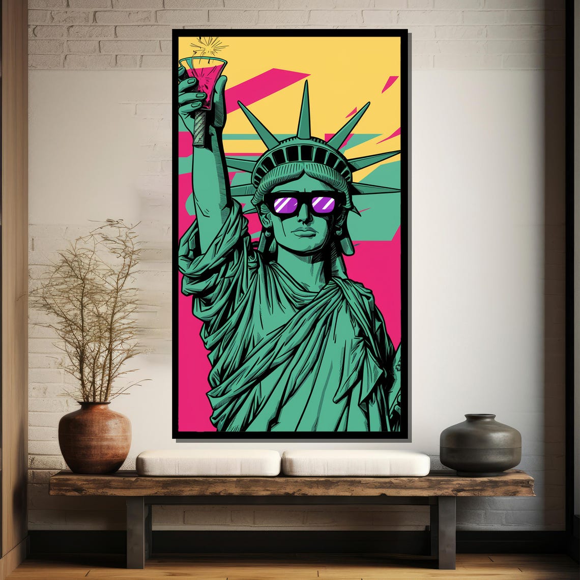 Pop Art Statue Of Liberty Painting Bold Wall Art Gift For Modern Home Decor And Vibrant Artistic Expression - Image 4