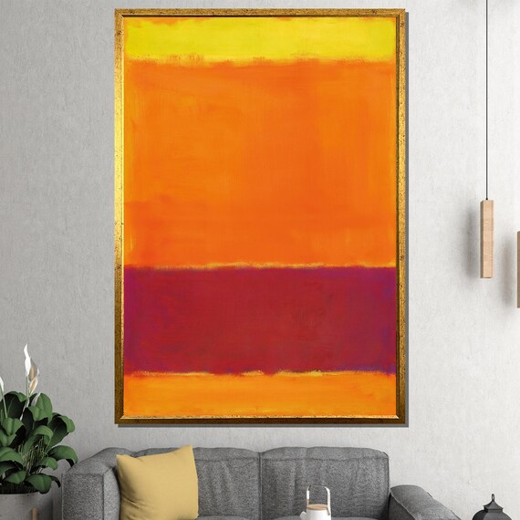 Mark Rothko Painting Vibrant Orange And Red Abstract Wall Art Large Modern Art Gift For Living Room Decor