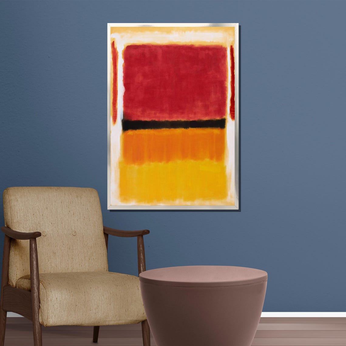 Red Orange and Yellow With Black Stripe Abstract Field Poster - Image 5
