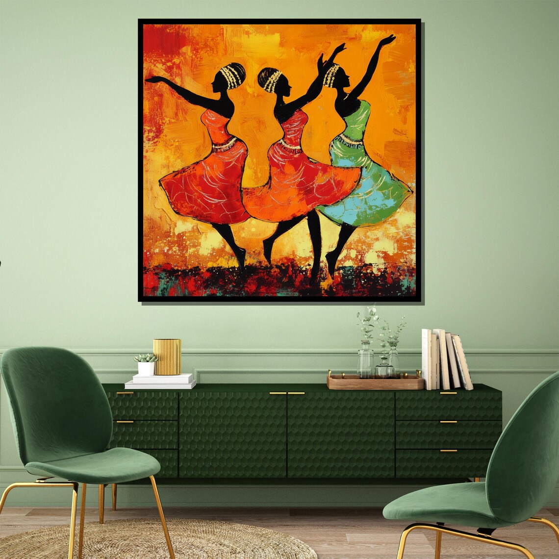 Joyful African Dancers in Colorful Dresses Tribal Art Poster - Image 4