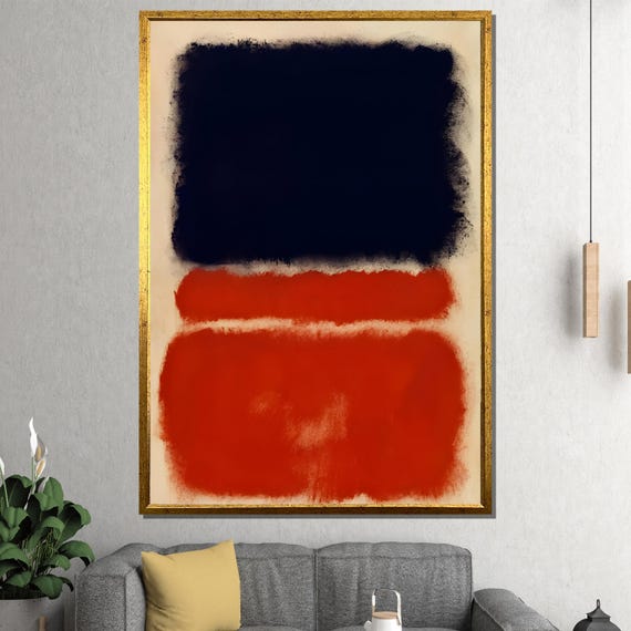 Mark Rothko Painting Modern Abstract Wall Art Large Red And Navy Painting Minimalist Artwork Bold Home Decor Unique Gift