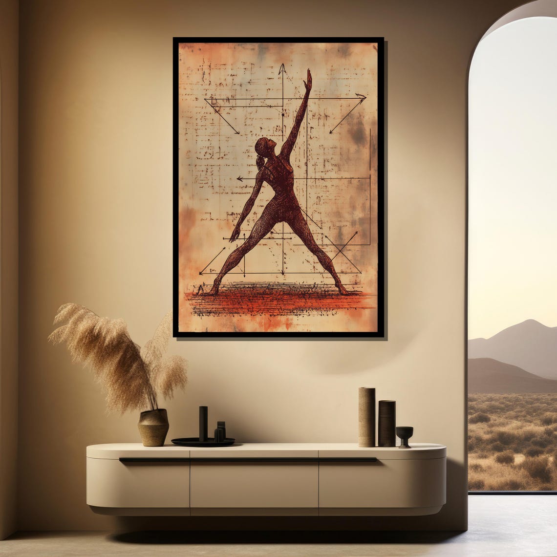 Da Vinci Style Anatomy Study of a Dancer Vintage Sketch Poster - Image 4