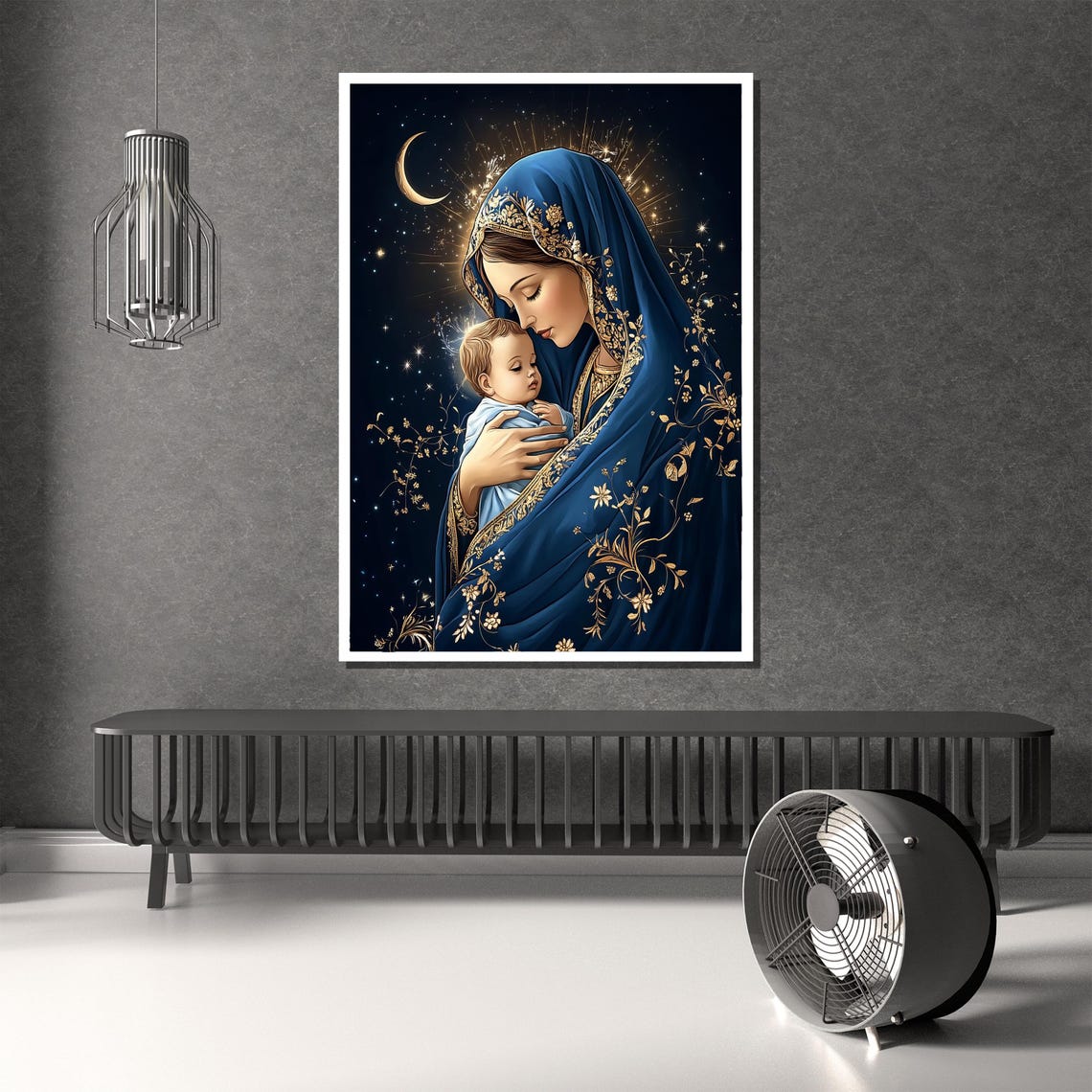 Madonna and Child Starry Night Blue Mantle Virgin Mary Poster - Image 4