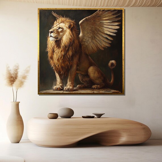 Winged Lion in Fantasy Art Majestic Mythical Creature Poster
