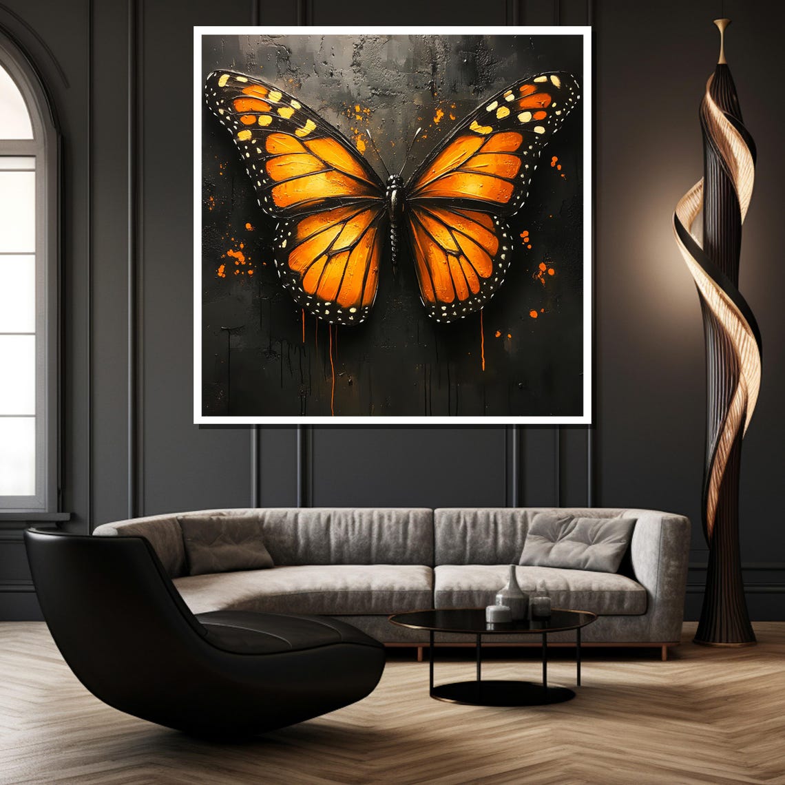 Butterfly Painting Gift Vibrant Monarch Wall Art With Abstract Touch Unique Animal Artwork For Modern Home Decor - Image 2