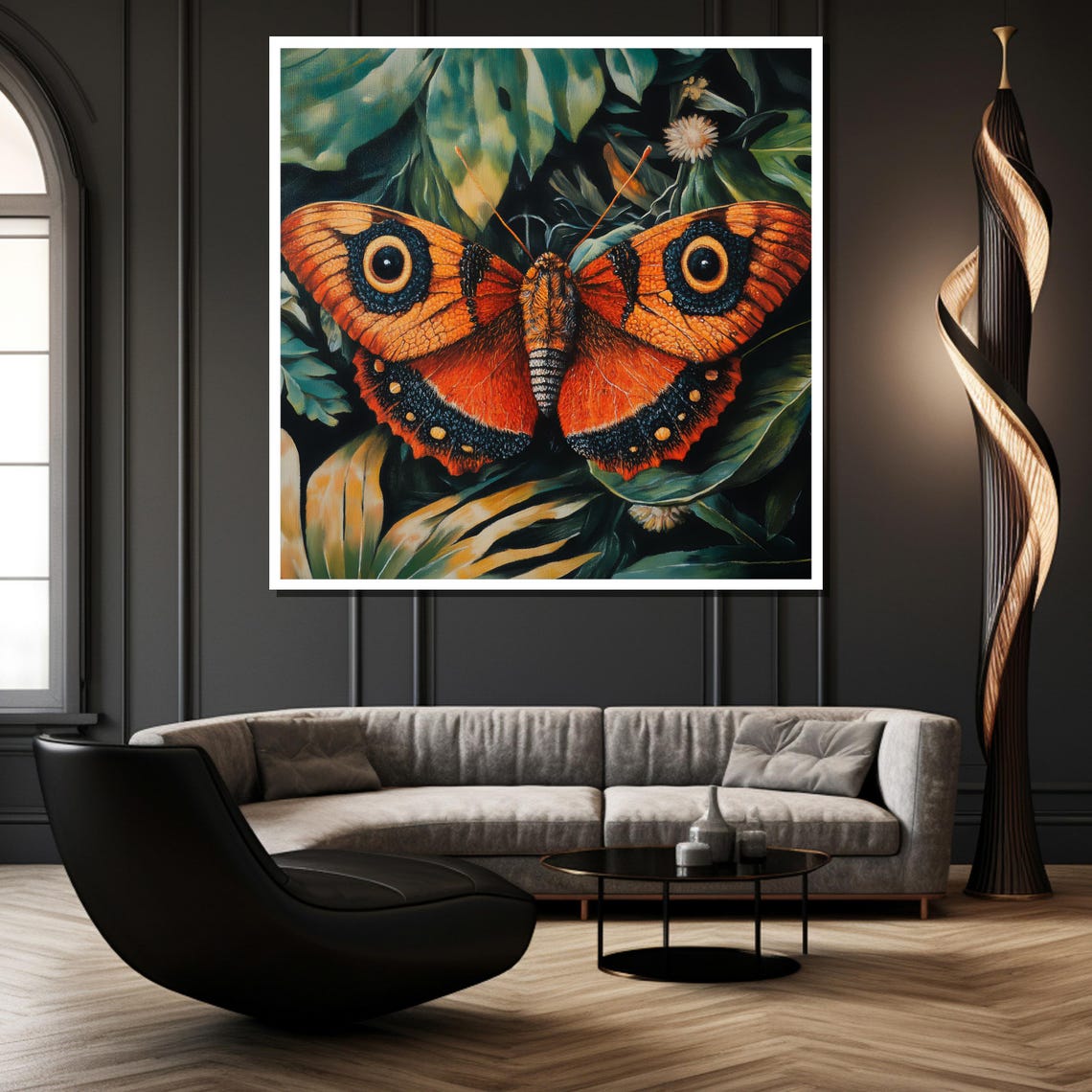 Vibrant Orange Butterfly Painting Unique Wall Art Gift For Nature And Insect Lovers - Image 2