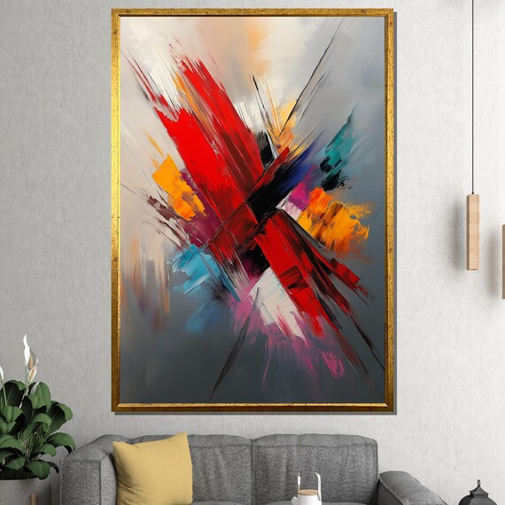 Bold Abstract Color Splash Painting Modern Textured Wall Art Vibrant Home Decor Gift For Art Enthusiasts