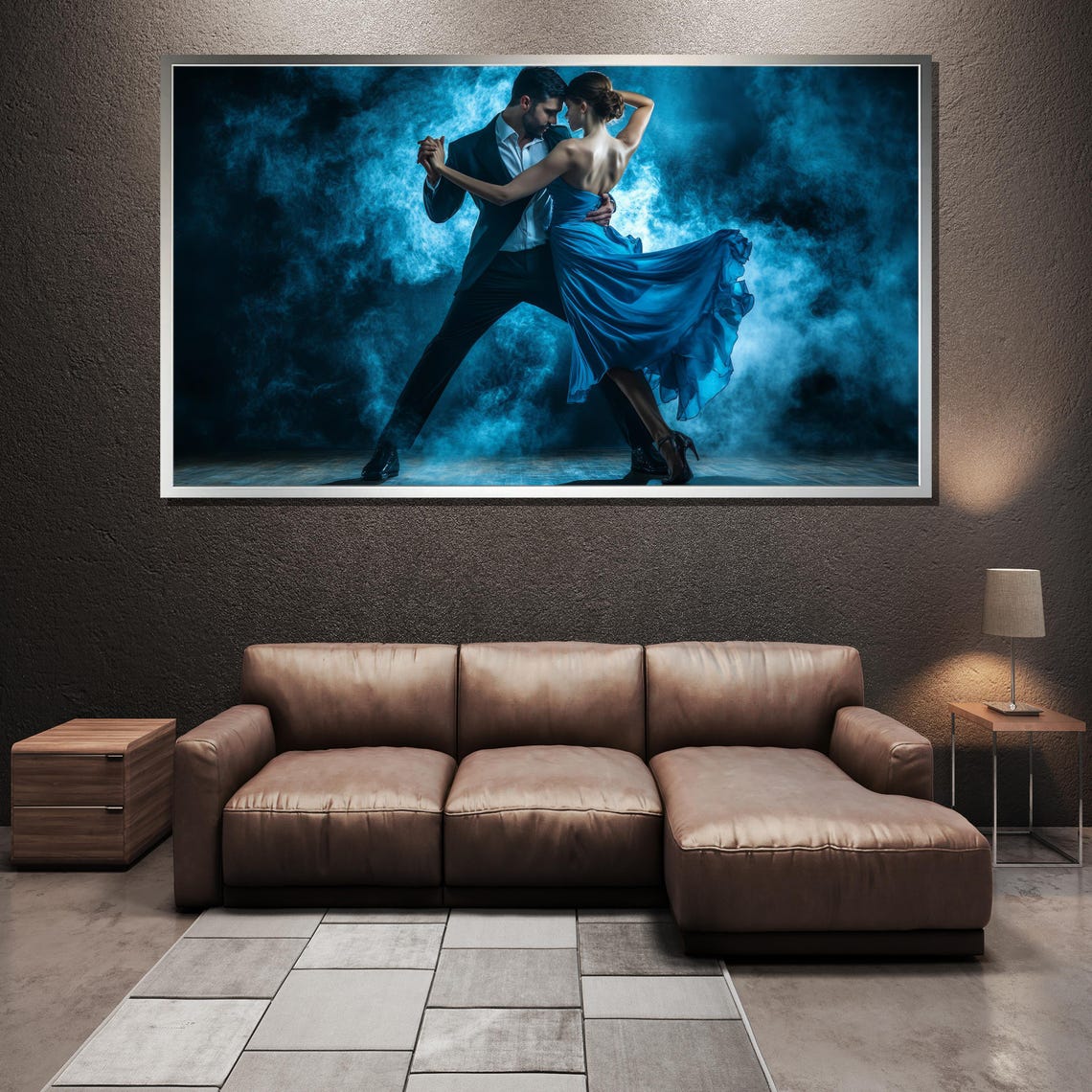 Passionate Tango Dance Couple Blue Dress Dramatic Elegant Wall Poster - Image 4