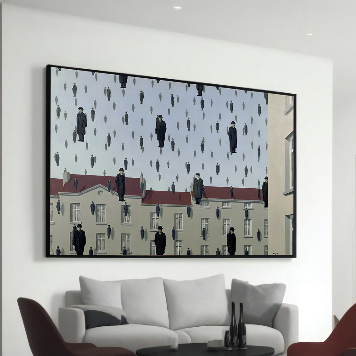 Rene Magritte Golconda Raining Bowler Hats Surrealist Classic Poster