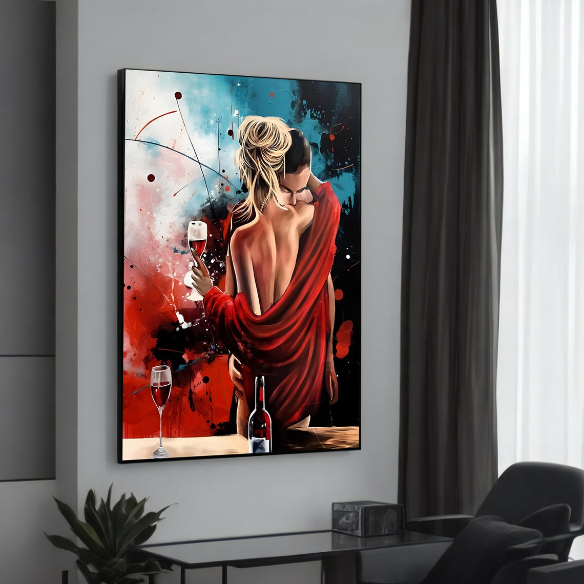 Passionate Couple Love Scene Art Print
