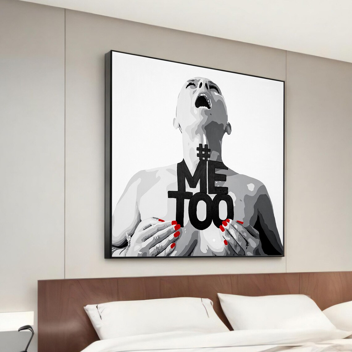 Bold Me Too Feminist Movement Black White Pop Art Statement Canvas Poster