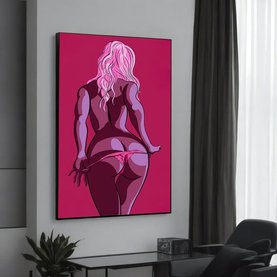 Seductive Pink Erotic Canvas Painting Bold And Sensual Nude Art For Modern Home Dcor Lovers