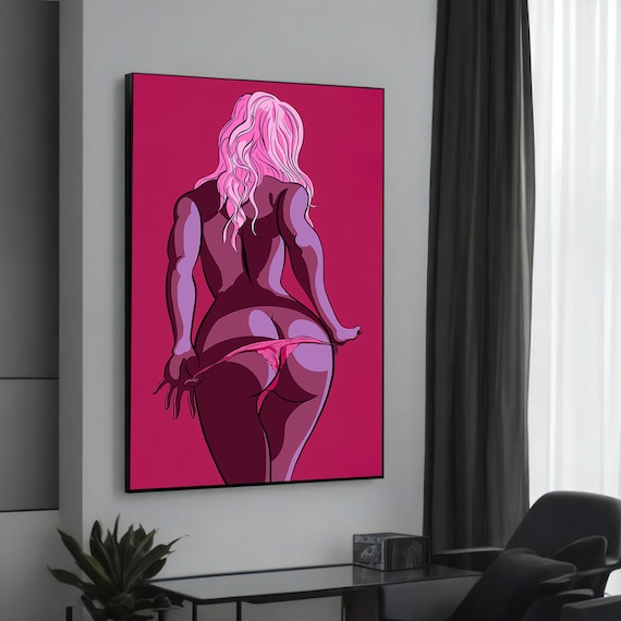 Seductive Pink Pop Art Woman Back Magenta Bold Canvas Poster