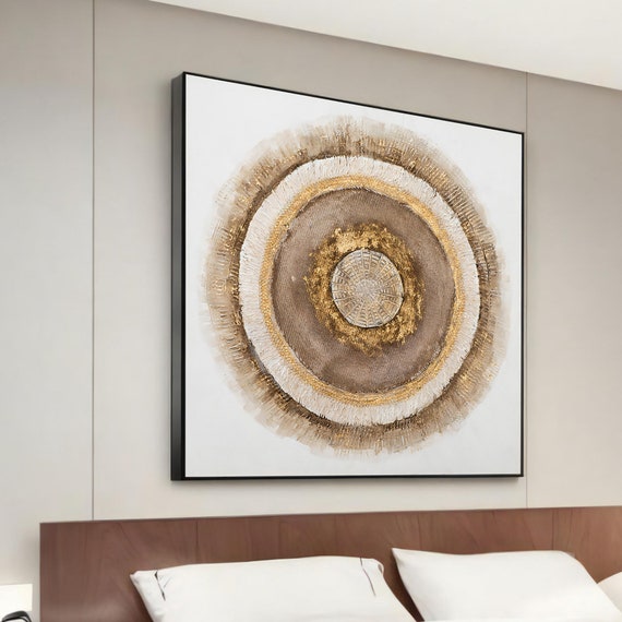 Circle Canvas Painting Modern Abstract Wall Art Unique Home Decor Ready To Hang For Lovers