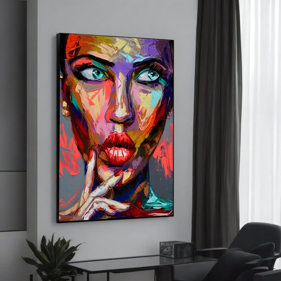 Colorful Abstract Woman Face Bold Brushstroke Modern Portrait Poster