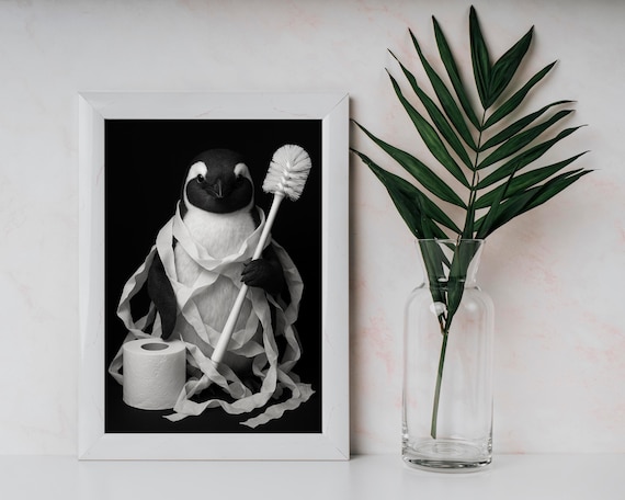 Toilet Paper Penguin Illustration, Modern