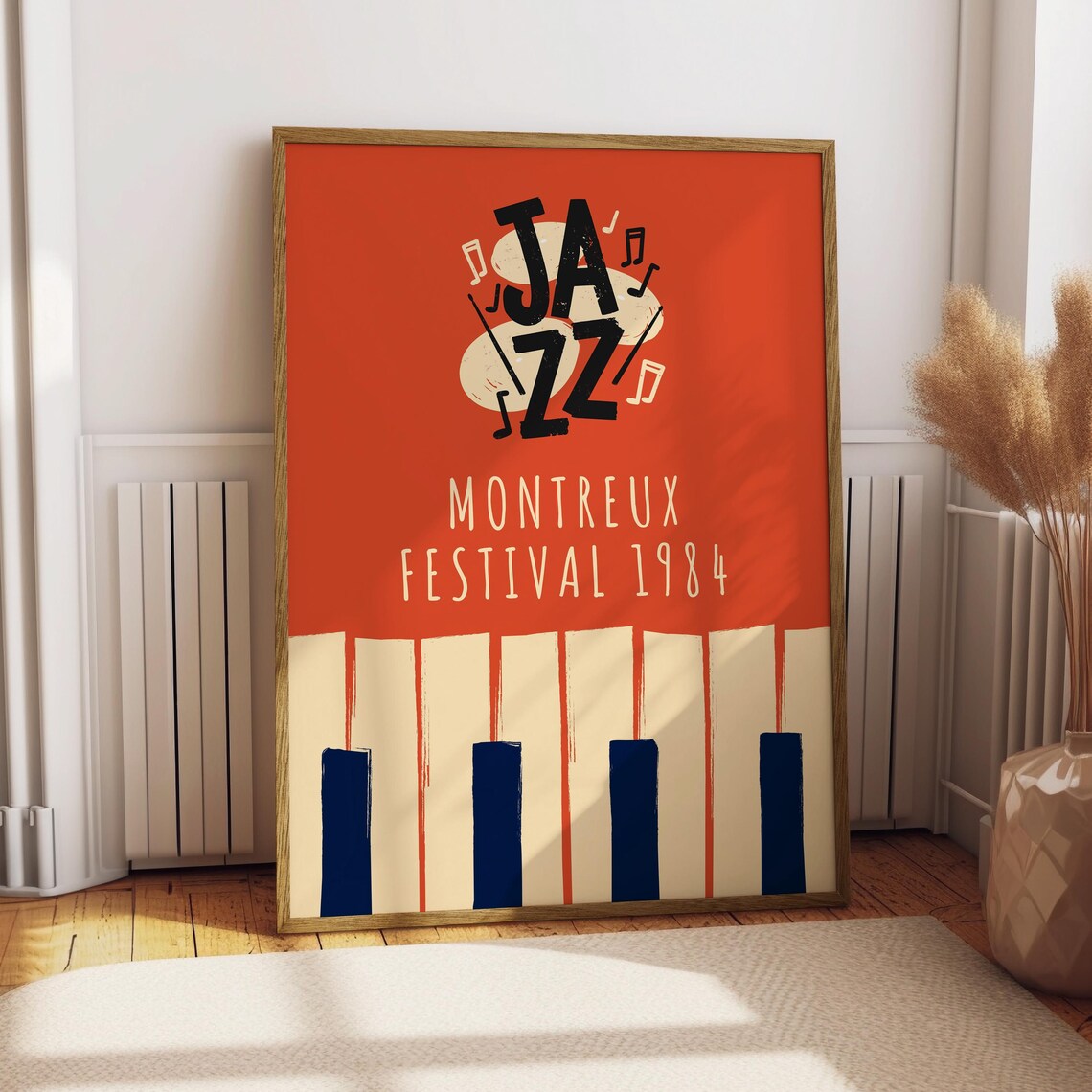 Jazz Montreux Festival 1984 Retro Music Poster Piano Keys Vintage