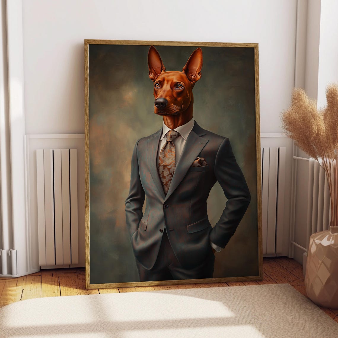 Rust Red Dog in Suit and Tie Distinguished Gentleman Portrait Poster