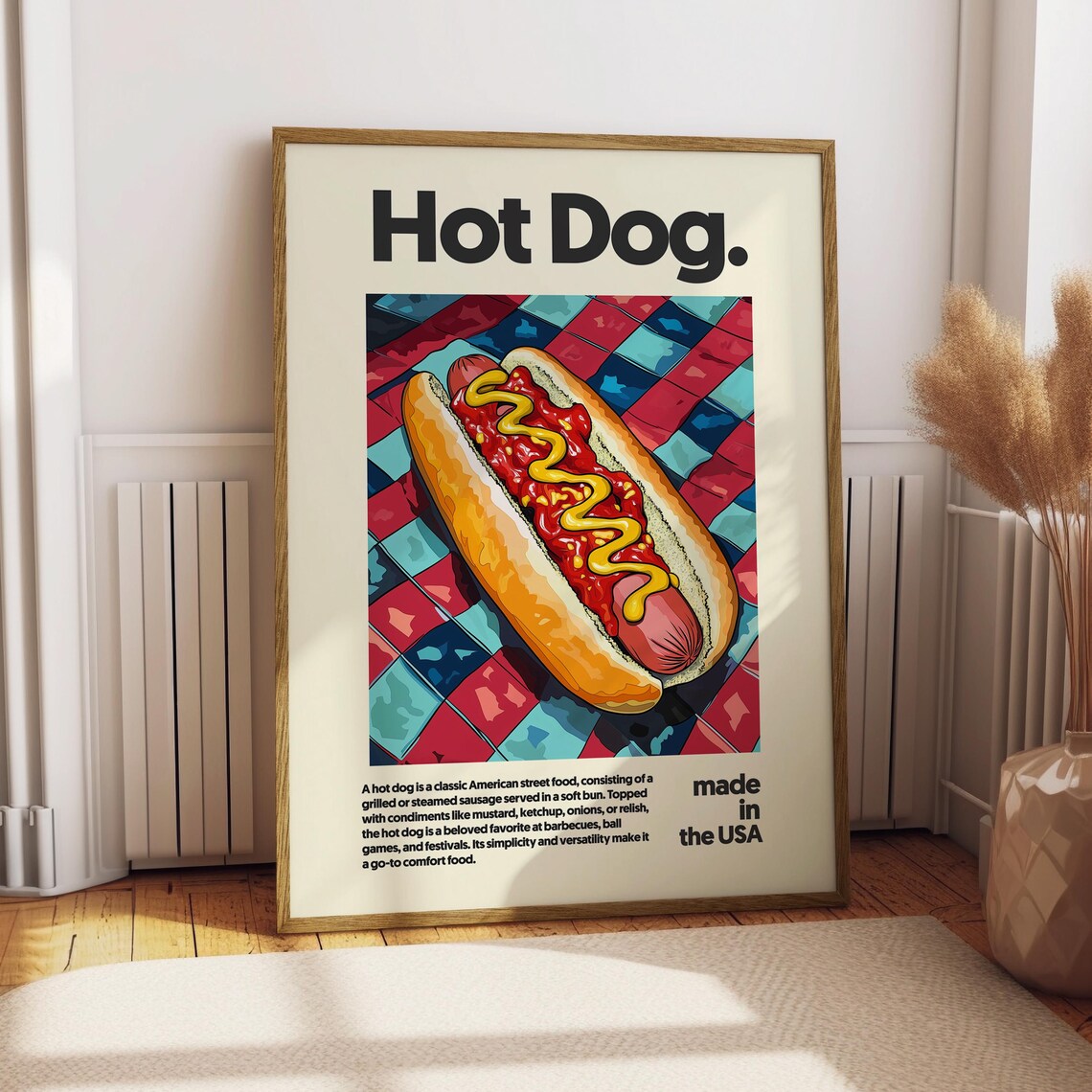Hot Dog Pop Art Food Kitchen Decor American Comfort Food Print