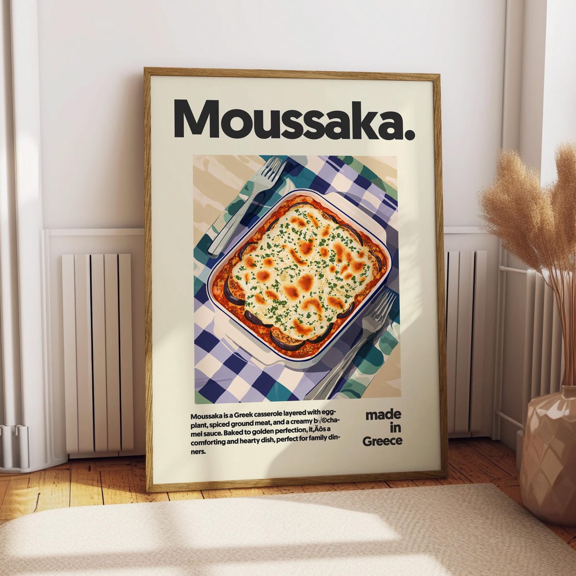 Moussaka Made in Greece Classic Casserole Kitchen Food Art Poster