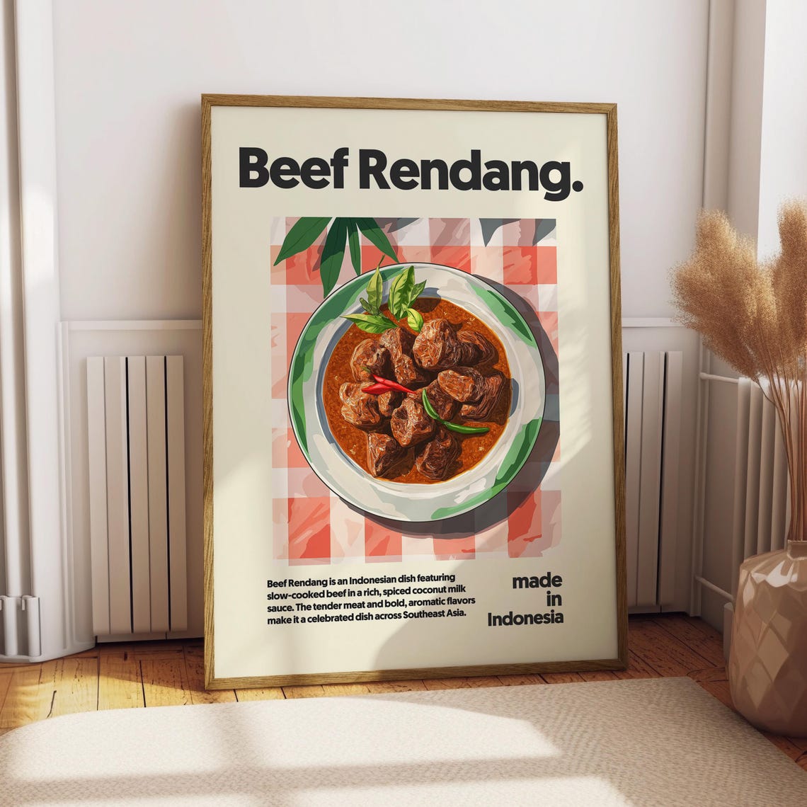 Beef Rendang Indonesian Spicy Curry Retro Kitchen Decor Poster