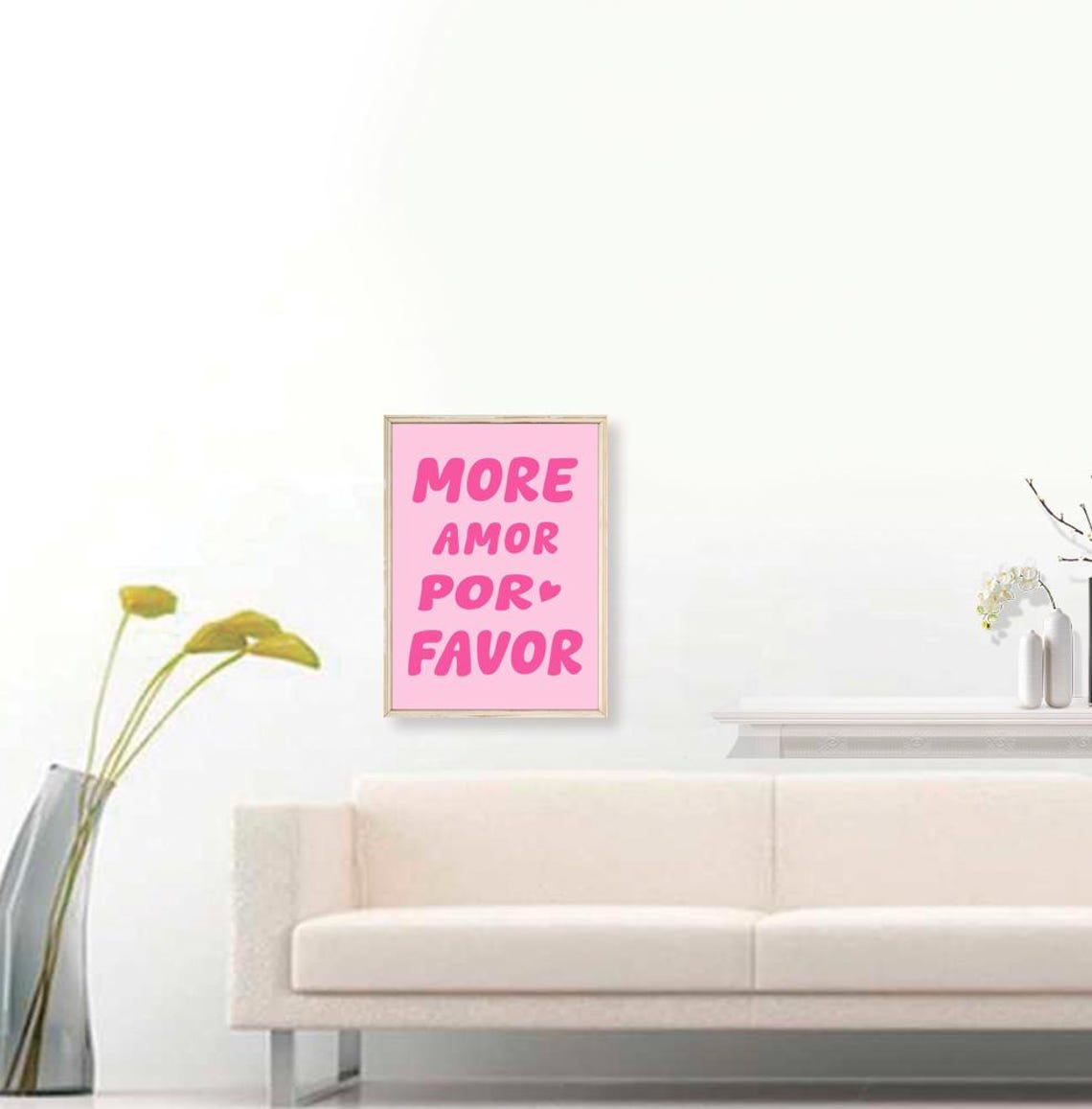 More Amor Por Favor Print Maximalist Poster More Amor Por Favor Wall Art Eclectic Wall Art Love Quote Pink Print - Image 3